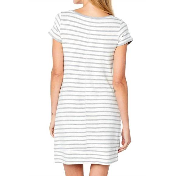 NEW B UP malibu short sleeve lounge dress in grey striped - Picture 2 of 2